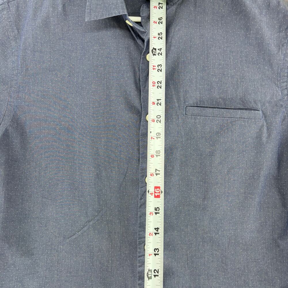 Banana Republic Slim Fit Chambray Short Sleeve Shirt Sz L Micro Dot Stretch - Picture 4 of 15